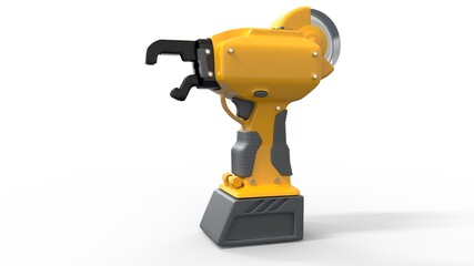 electrical reinforcing steel wire tier tool, isolated industrial 3D rendering