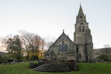 Edale, Derbyshire, United Kingdom - November 13 2021: The Church of the Holy and Undivided Trinity.