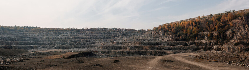 Granite Quarry. Extraction of granite. Panoramic view.