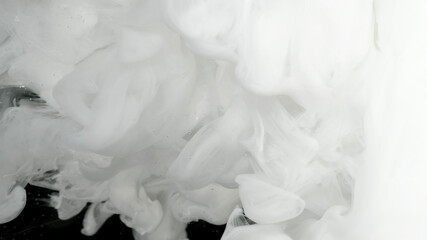 Milky white awesome abstract background. Relaxing meditative background. White cloud of ink, white smoke.