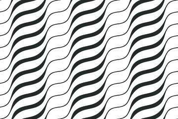 Seamless background with waves. Black curve lines. Wavy illustration.