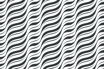 Seamless background with waves. Black curve lines. Wavy illustration.