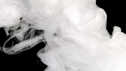 White cloud of ink. Meditative background. Beautiful milky white awesome abstract background.