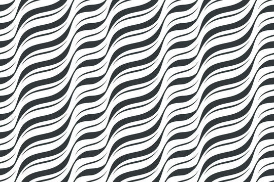 Seamless background with waves. Black curve lines. Wavy illustration. © flexelf