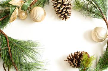 Christmas tree branches and cones