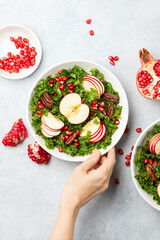 Kale apple and pomegranate salad vegan recipe