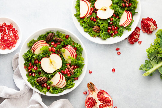 Kale apple and pomegranate salad vegan recipe