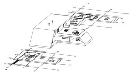 Modern house architecture 3d illustration