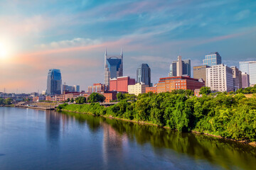 Fototapeta na wymiar Nashville downtown city skyline cityscape of Tennessee