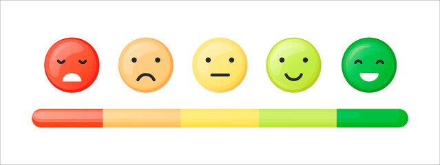 Color scale of mood. Various emotions of art design from red to green. Progress bar template.