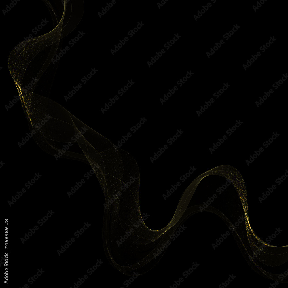 Wall mural golden sparkles flowing wave with dark background. eps 10