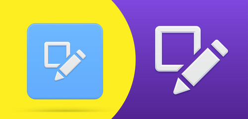 Simple paper blank for writing signature with pencil 3d icon button set vector illustration