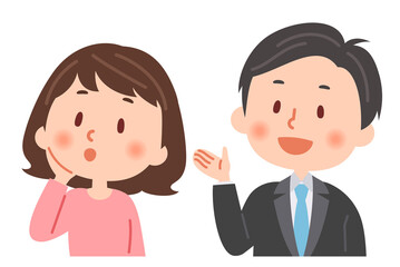 説明をするビジネスマンと説明を聞く女性
