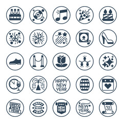 Circle glyph icons for happy new year.