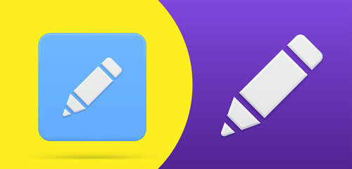 Simple pencil 3d icon button set vector illustration. Felt pen marker for drawing writing painting