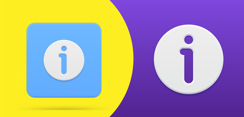 Simple information 3d icon button set vector illustration. Emblem info guide internet quick tips