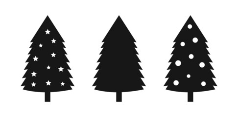 Christmas trees three icons set.