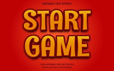 Start Game Editable Text Effect Style Vector