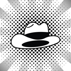 illustration of a cowboy hat, pop art background, vector illustration 