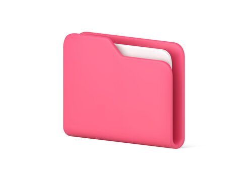 Pink folder for documents storage 3d icon vector illustration