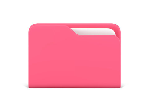 Pink folder for documents storage 3d icon vector illustration