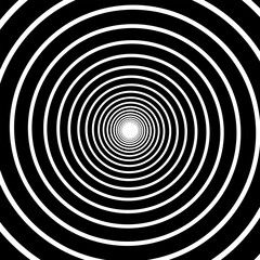 Black and white hypnotic optical Illusion spiral background