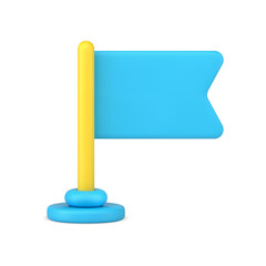 Blue flag on rack 3d icon vector illustration