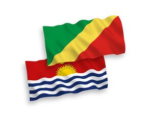 Flags of Republic of Kiribati and Republic of the Congo on a white background