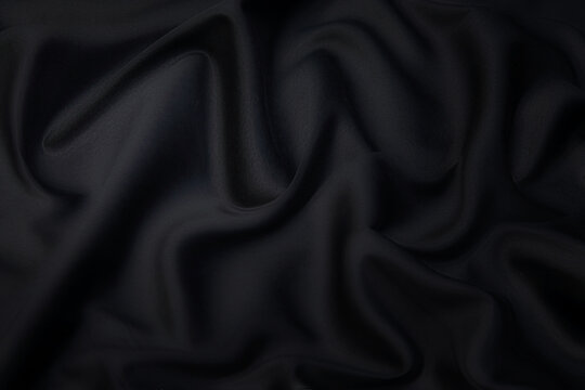 Black fabric texture background, wavy fabric slippery black color, luxury  satin or silk cloth texture. Stock Photo | Adobe Stock