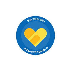 Vaccination badges with quotes - get vaccinated. Covid 19, coronavirus vaccine campaign stickers with medical plaster as check mark. Vector illustration	