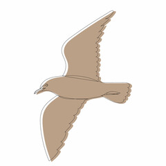 bird flying continuous line drawing vector, isolated