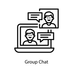 Group Chat vector Outline Icon Design illustration. Social Media Symbol on White background EPS 10 File