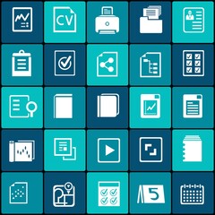 Simple set of document related vector line icons. Contains icons such as batch processing, legal documents, clipboard, download, document flow and more.