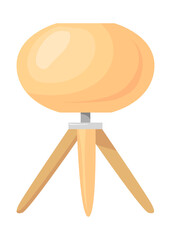 Modern lamp. Floor light on three wooden or metal legs, business lamps, vector illustration