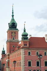 Fototapeta na wymiar POLAND, WARSAW: Scenic cityscape view of city old center with old traditional architecture