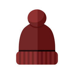 Vector Flat Design Pompom Winter Hat. Vector illustration