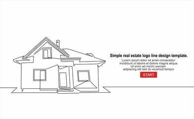 Simple Real Estate Logo Line Design Template . Home Logo Linear Template . House Logo Line Icon