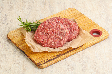 Raw beef burger cutlet for grill