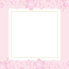 桜の正方形フレーム ／バナー／背景（ピンク　A）