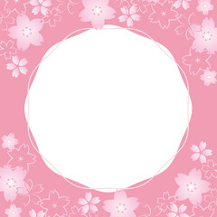 桜の正方形フレーム ／バナー／背景（ピンク　B）