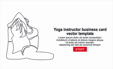 Yoga instructor business card vector template.Continuous one line