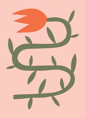 Scandinavian style cutout flower tulip boho naive funky handdrawn style art