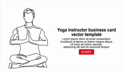 Yoga instructor business card vector template.Continuous one line