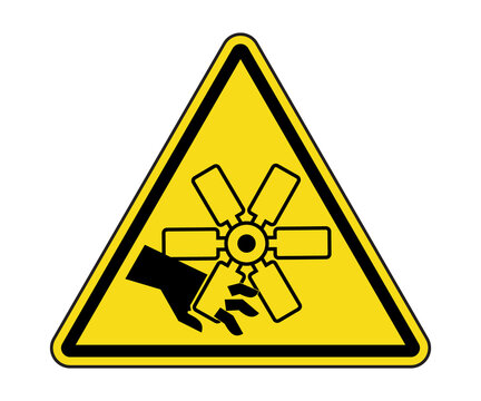 Rotating Blade Warning Sign. International Rotating Blade Hazard Symbol. 