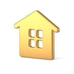 Bright shining metallic golden hut Christmas decor three dimensional realistic vector illustration