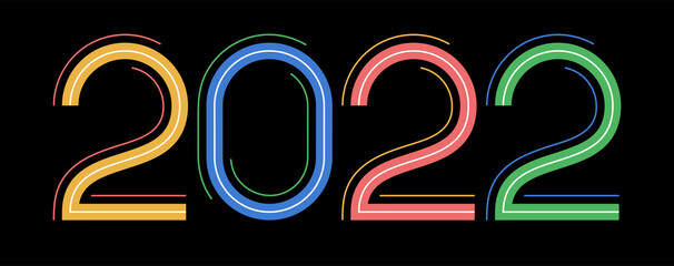 Fototapeta premium 2022 banner. New year calendar cover. Colorful design. Lettering. Color vector illustration