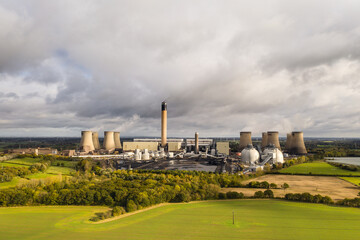 Fototapeta na wymiar Aerial view of a coal fired Power Station