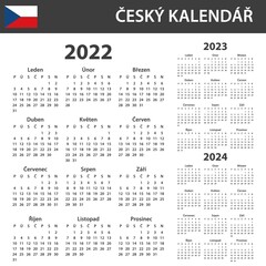 Czech Calendar for 2022-2024. Scheduler, agenda or diary template. Week starts on Monday