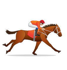 galloping race horse with jockey