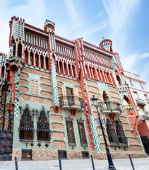 Facade of Casa Vicens in Barcelona. It is the first masterpiece of Antoni Gaudí. Built between...
